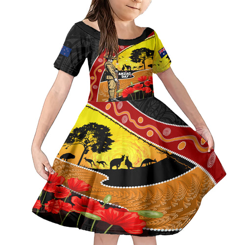 New Zealand And Australia ANZAC Day Kid Short Sleeve Dress Aboriginal Maori Starring Night Style
