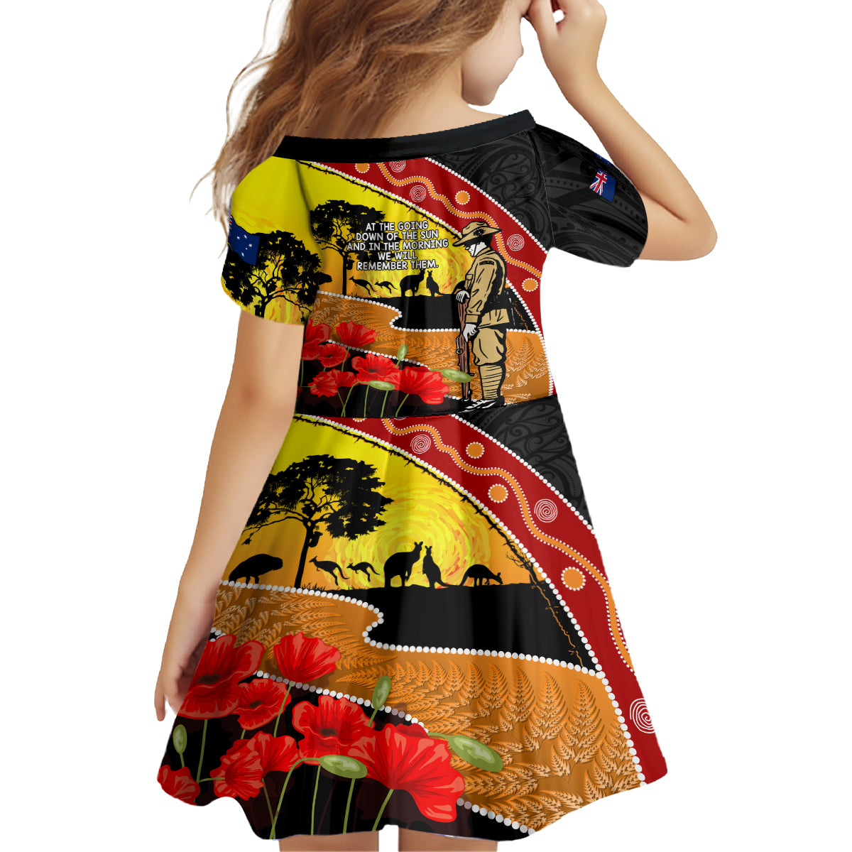 New Zealand And Australia ANZAC Day Kid Short Sleeve Dress Aboriginal Maori Starring Night Style