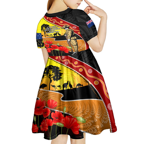 New Zealand And Australia ANZAC Day Kid Short Sleeve Dress Aboriginal Maori Starring Night Style
