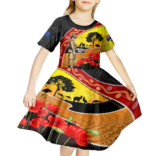 New Zealand And Australia ANZAC Day Kid Short Sleeve Dress Aboriginal Maori Starring Night Style