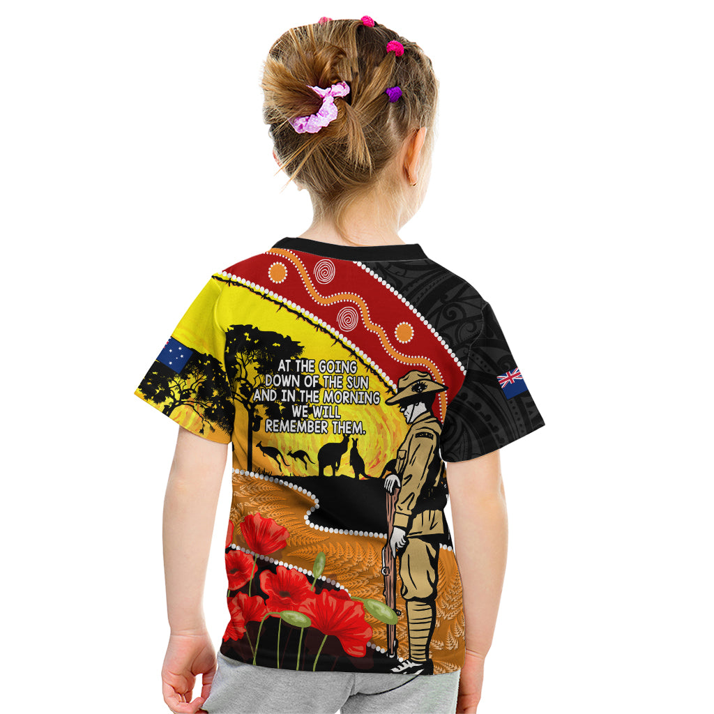 New Zealand And Australia ANZAC Day Kid T Shirt Aboriginal Maori Starring Night Style