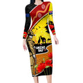 New Zealand And Australia ANZAC Day Long Sleeve Bodycon Dress Aboriginal Maori Starring Night Style