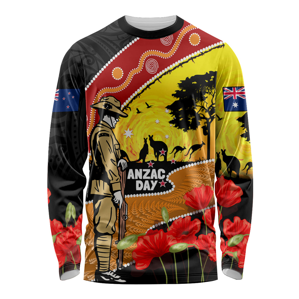 New Zealand And Australia ANZAC Day Long Sleeve Shirt Aboriginal Maori Starring Night Style