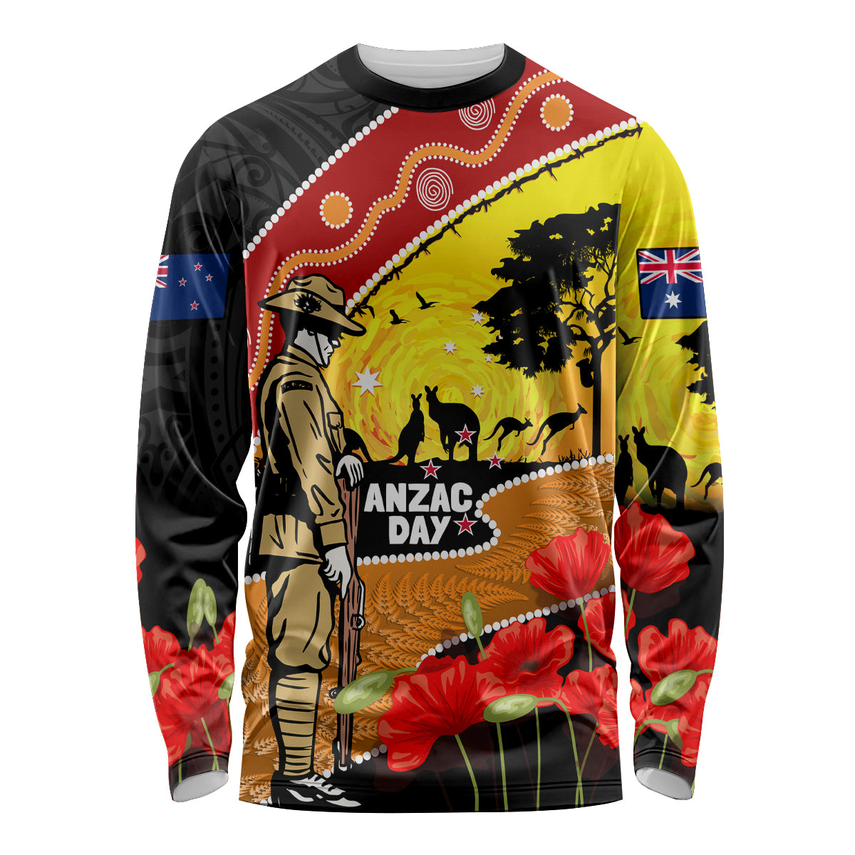 New Zealand And Australia ANZAC Day Long Sleeve Shirt Aboriginal Maori Starring Night Style