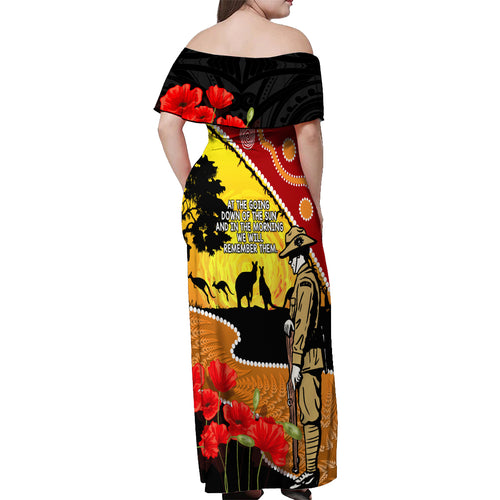 New Zealand And Australia ANZAC Day Off Shoulder Maxi Dress Aboriginal Maori Starring Night Style