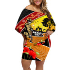 New Zealand And Australia ANZAC Day Off Shoulder Short Dress Aboriginal Maori Starring Night Style