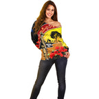 New Zealand And Australia ANZAC Day Off Shoulder Sweater Aboriginal Maori Starring Night Style