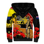 New Zealand And Australia ANZAC Day Sherpa Hoodie Aboriginal Maori Starring Night Style