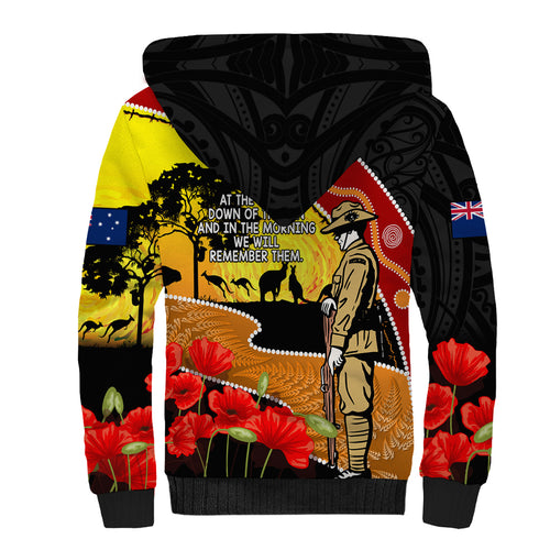 New Zealand And Australia ANZAC Day Sherpa Hoodie Aboriginal Maori Starring Night Style