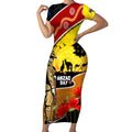 New Zealand And Australia ANZAC Day Short Sleeve Bodycon Dress Aboriginal Maori Starring Night Style