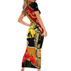 New Zealand And Australia ANZAC Day Short Sleeve Bodycon Dress Aboriginal Maori Starring Night Style