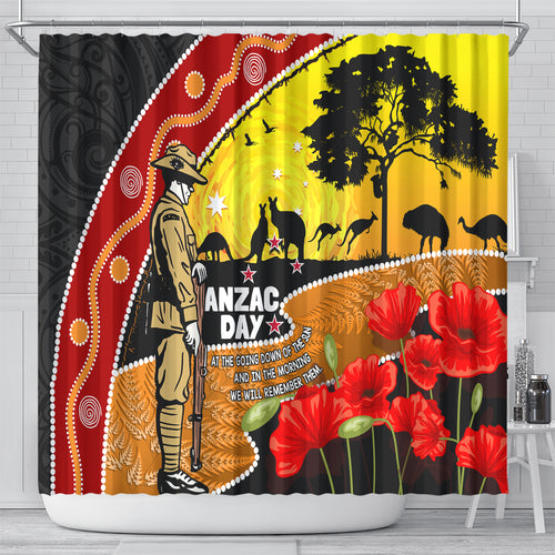 New Zealand And Australia ANZAC Day Shower Curtain Aboriginal Maori Starring Night Style