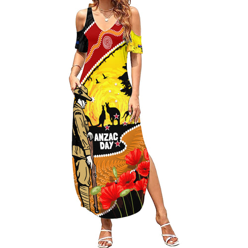 New Zealand And Australia ANZAC Day Summer Maxi Dress Aboriginal Maori Starring Night Style
