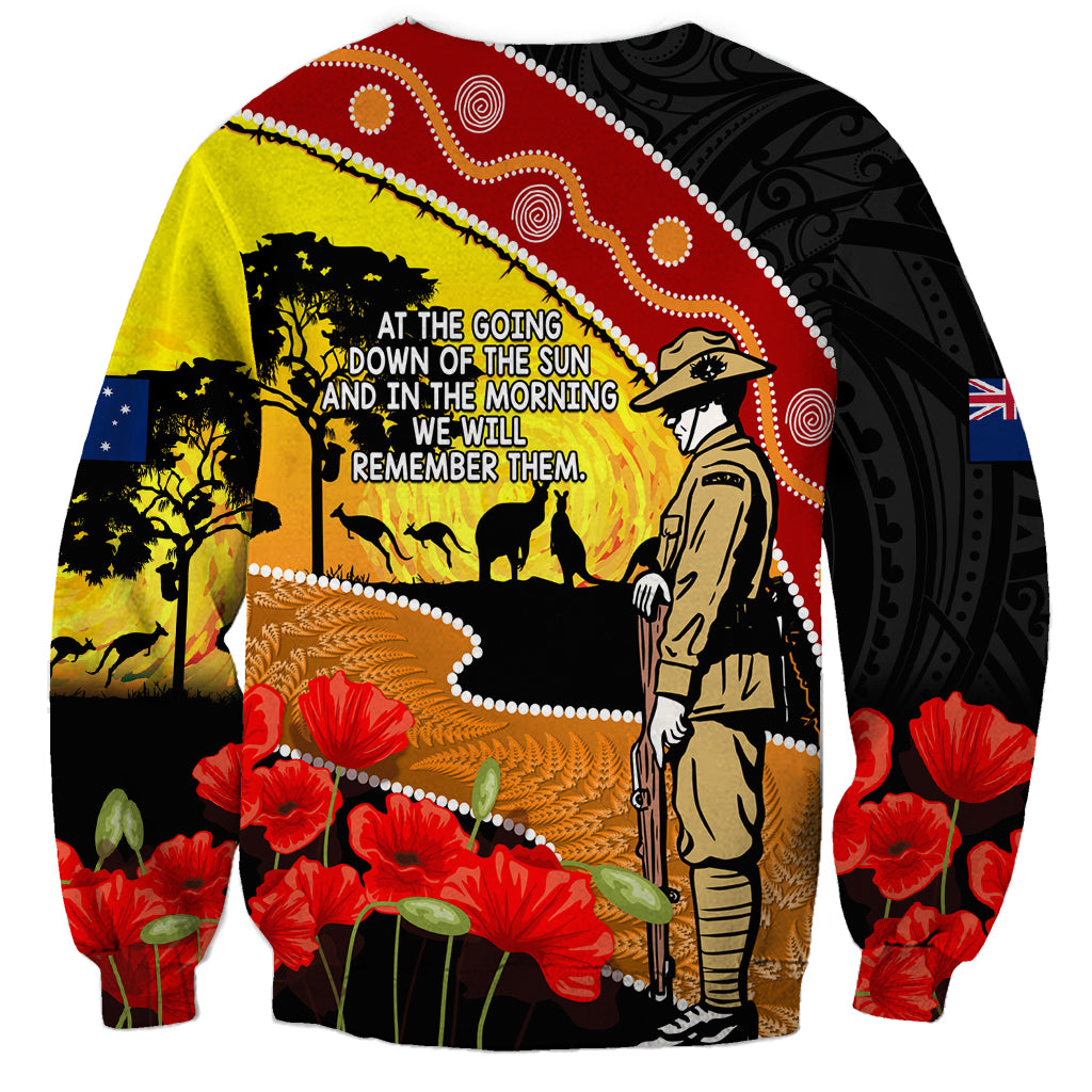 New Zealand And Australia ANZAC Day Sweatshirt Aboriginal Maori Starring Night Style