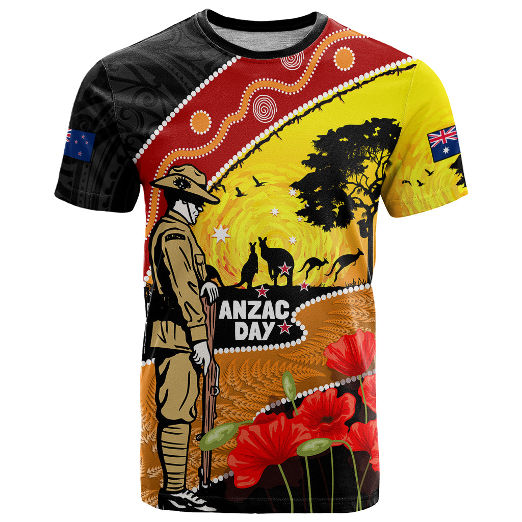 New Zealand And Australia ANZAC Day T Shirt Aboriginal Maori Starring Night Style