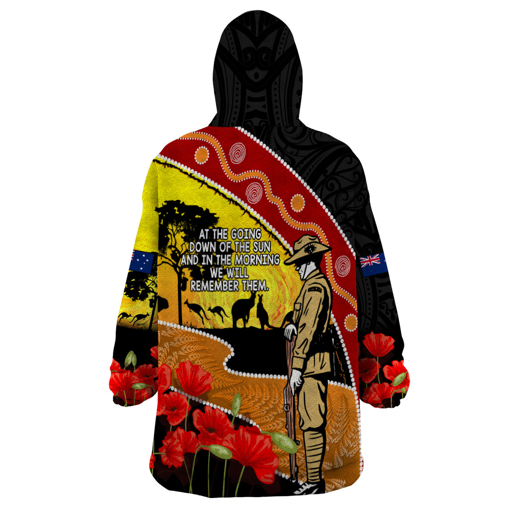 New Zealand And Australia ANZAC Day Wearable Blanket Hoodie Aboriginal Maori Starring Night Style