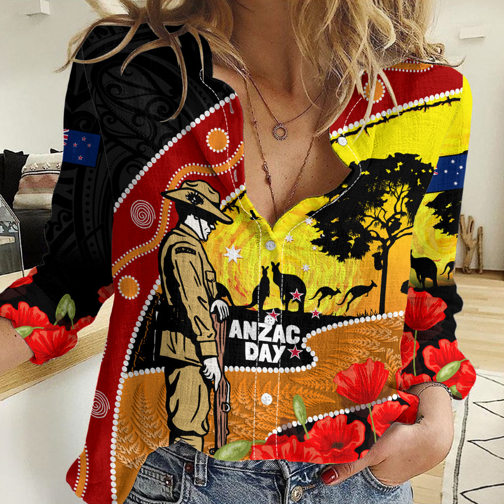 New Zealand And Australia ANZAC Day Women Casual Shirt Aboriginal Maori Starring Night Style