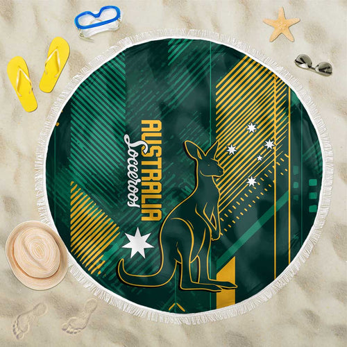 Australia Socceroos 2026 Custom Beach Blanket Go Aussie Kangaroo National Color