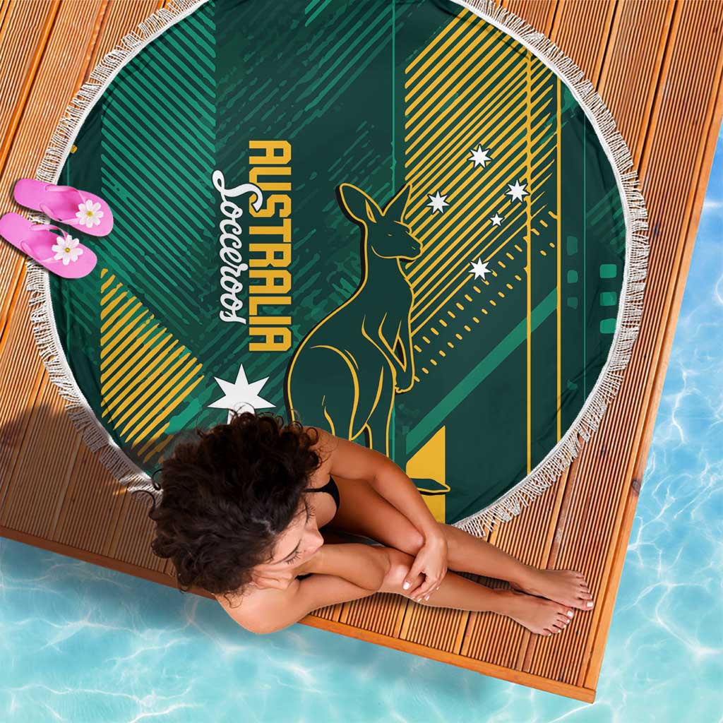 Australia Socceroos 2026 Custom Beach Blanket Go Aussie Kangaroo National Color