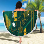 Australia Socceroos 2026 Custom Beach Blanket Go Aussie Kangaroo National Color