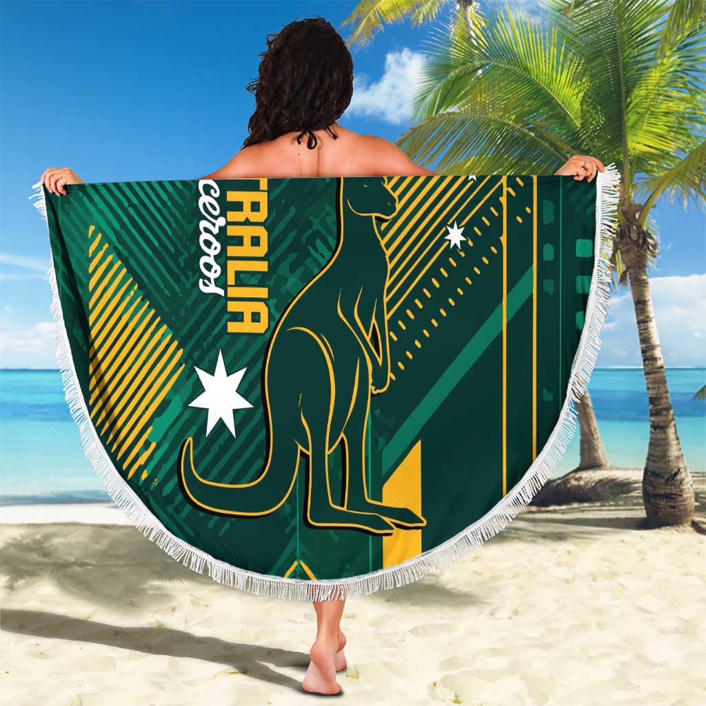 Australia Socceroos 2026 Custom Beach Blanket Go Aussie Kangaroo National Color