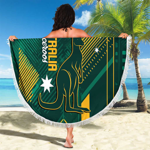 Australia Socceroos 2026 Custom Beach Blanket Go Aussie Kangaroo National Color