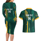Australia Socceroos 2026 Custom Couples Matching Long Sleeve Bodycon Dress and Hawaiian Shirt Go Aussie Kangaroo National Color
