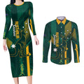 Australia Socceroos 2026 Custom Couples Matching Long Sleeve Bodycon Dress and Long Sleeve Button Shirt Go Aussie Kangaroo National Color