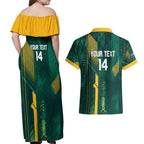 Australia Socceroos 2026 Custom Couples Matching Off Shoulder Maxi Dress and Hawaiian Shirt Go Aussie Kangaroo National Color