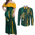 Australia Socceroos 2026 Custom Couples Matching Off Shoulder Maxi Dress and Long Sleeve Button Shirt Go Aussie Kangaroo National Color