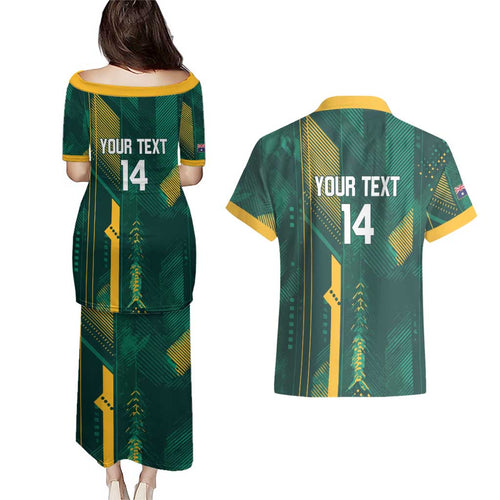 Australia Socceroos 2026 Custom Couples Matching Puletasi and Hawaiian Shirt Go Aussie Kangaroo National Color