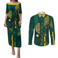 Australia Socceroos 2026 Custom Couples Matching Puletasi and Long Sleeve Button Shirt Go Aussie Kangaroo National Color