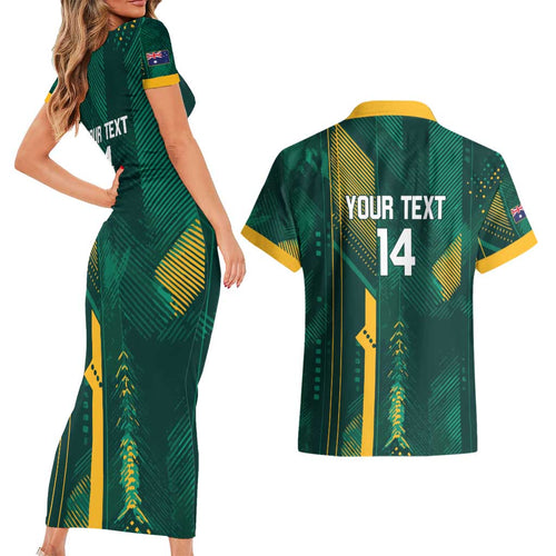 Australia Socceroos 2026 Custom Couples Matching Short Sleeve Bodycon Dress and Hawaiian Shirt Go Aussie Kangaroo National Color