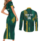 Australia Socceroos 2026 Custom Couples Matching Short Sleeve Bodycon Dress and Long Sleeve Button Shirt Go Aussie Kangaroo National Color