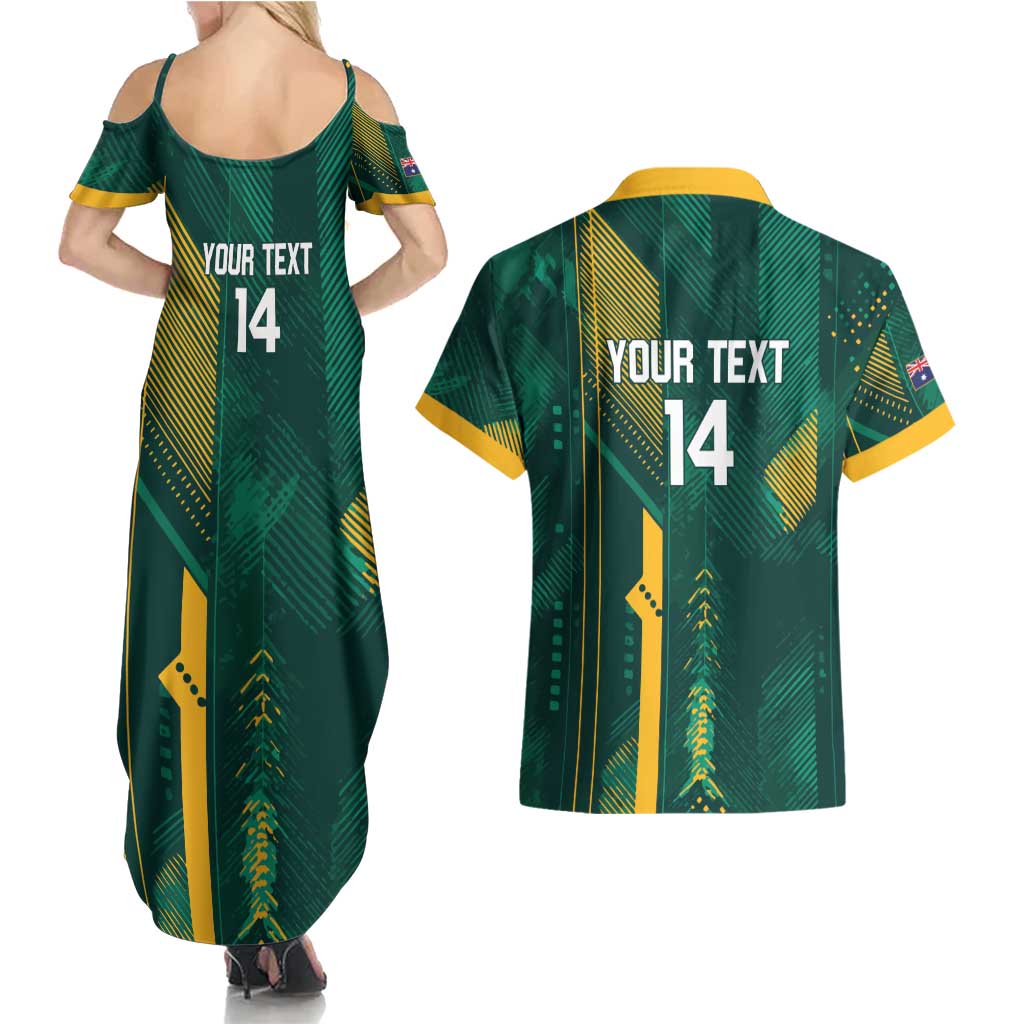 Australia Socceroos 2026 Custom Couples Matching Summer Maxi Dress and Hawaiian Shirt Go Aussie Kangaroo National Color