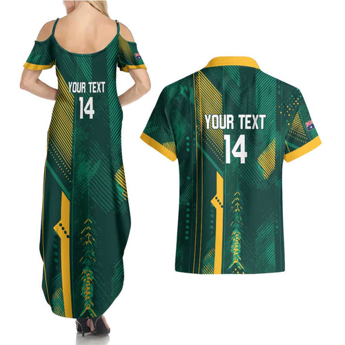 Australia Socceroos 2026 Custom Couples Matching Summer Maxi Dress and Hawaiian Shirt Go Aussie Kangaroo National Color