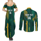 Australia Socceroos 2026 Custom Couples Matching Summer Maxi Dress and Long Sleeve Button Shirt Go Aussie Kangaroo National Color