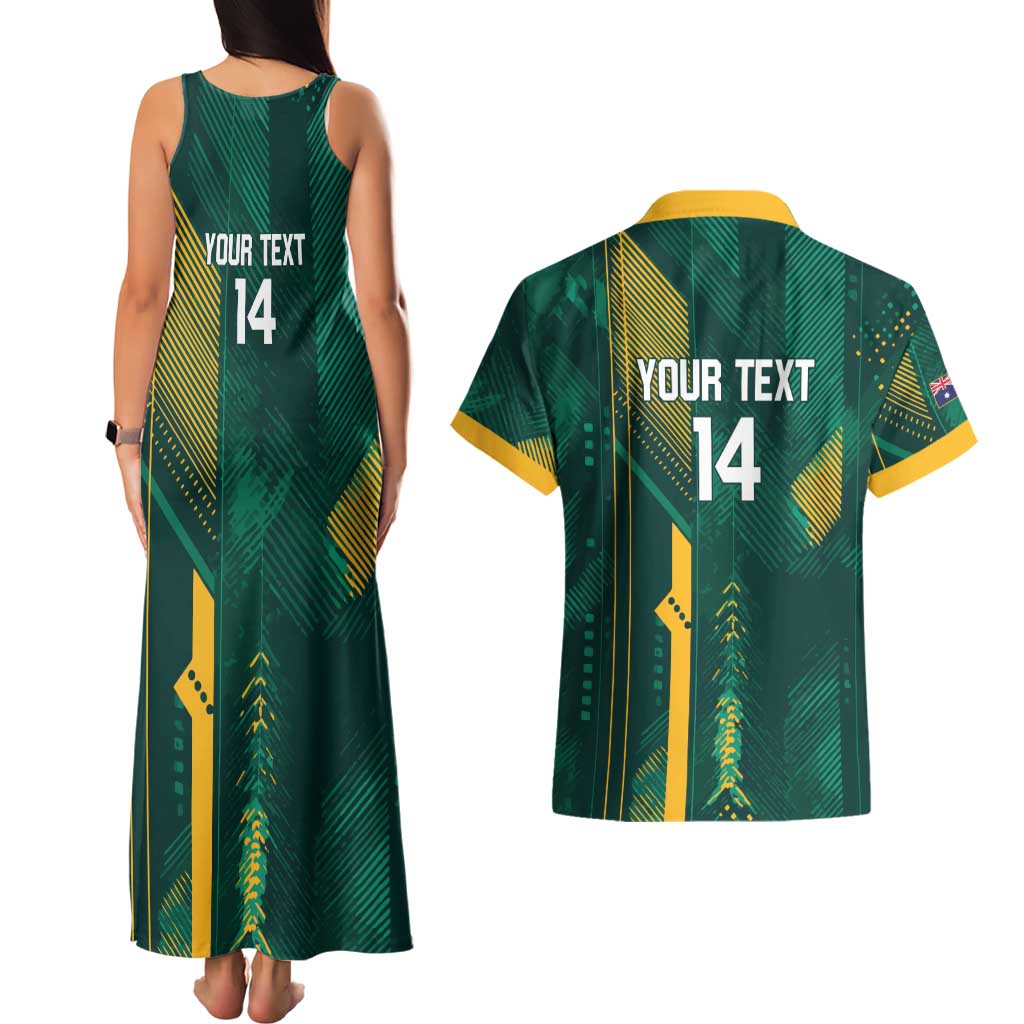 Australia Socceroos 2026 Custom Couples Matching Tank Maxi Dress and Hawaiian Shirt Go Aussie Kangaroo National Color