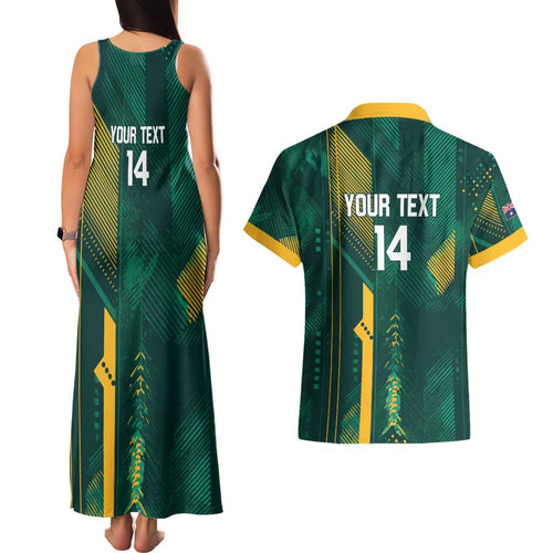 Australia Socceroos 2026 Custom Couples Matching Tank Maxi Dress and Hawaiian Shirt Go Aussie Kangaroo National Color