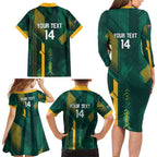 Australia Socceroos 2026 Custom Family Matching Long Sleeve Bodycon Dress and Hawaiian Shirt Go Aussie Kangaroo National Color