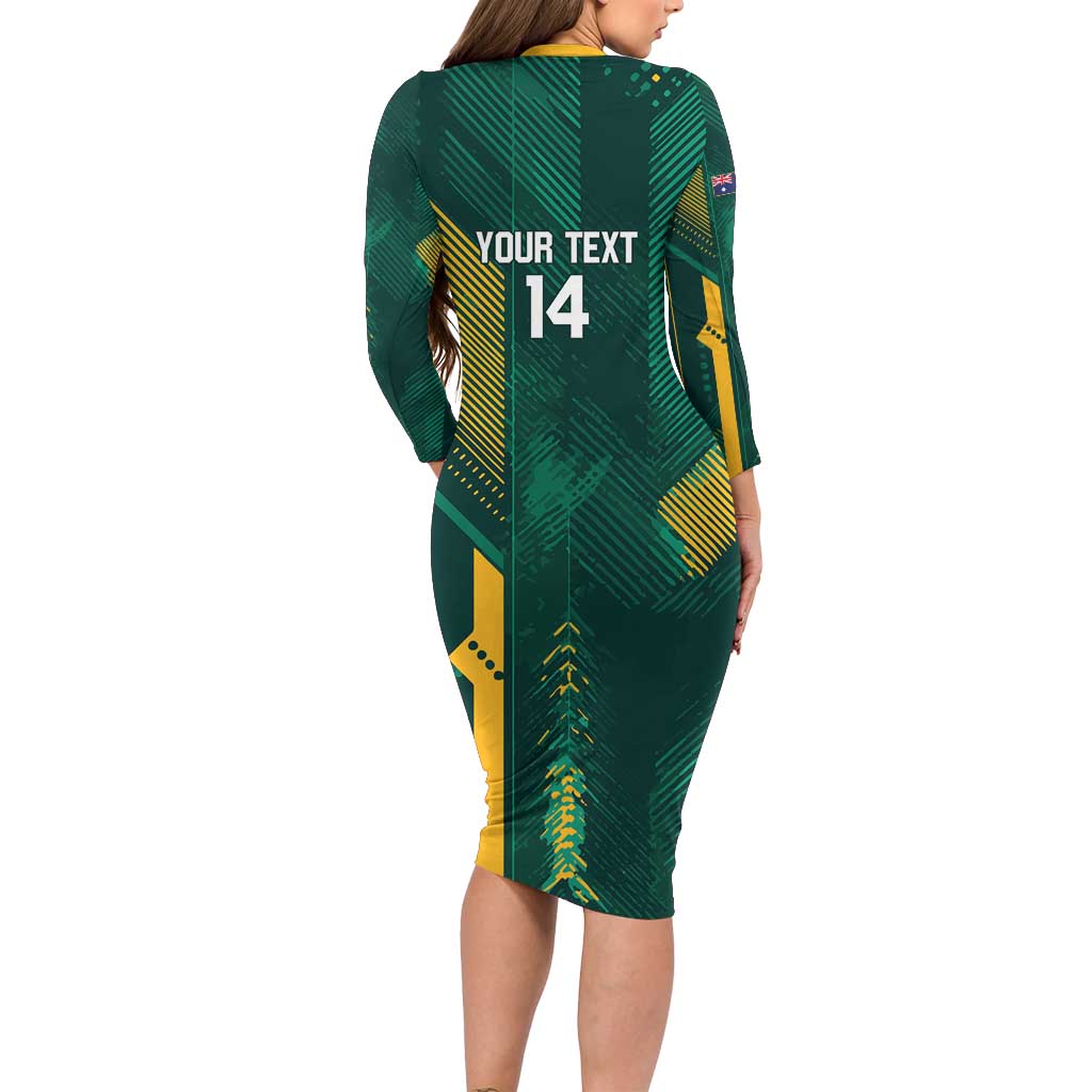 Australia Socceroos 2026 Custom Family Matching Long Sleeve Bodycon Dress and Hawaiian Shirt Go Aussie Kangaroo National Color