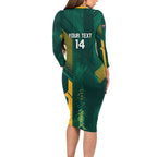 Australia Socceroos 2026 Custom Family Matching Long Sleeve Bodycon Dress and Hawaiian Shirt Go Aussie Kangaroo National Color