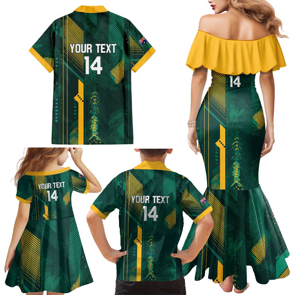Australia Socceroos 2026 Custom Family Matching Mermaid Dress and Hawaiian Shirt Go Aussie Kangaroo National Color