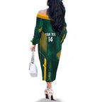 Australia Socceroos 2026 Custom Family Matching Off The Shoulder Long Sleeve Dress and Hawaiian Shirt Go Aussie Kangaroo National Color