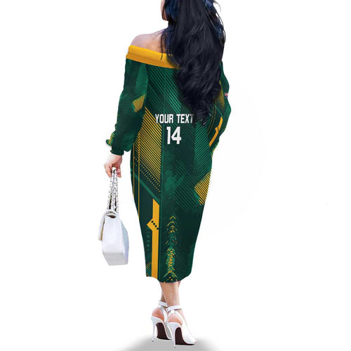 Australia Socceroos 2026 Custom Family Matching Off The Shoulder Long Sleeve Dress and Hawaiian Shirt Go Aussie Kangaroo National Color