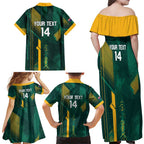Australia Socceroos 2026 Custom Family Matching Off Shoulder Maxi Dress and Hawaiian Shirt Go Aussie Kangaroo National Color