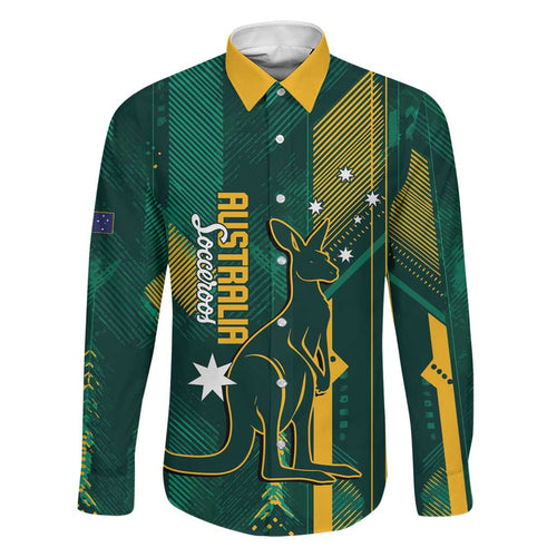 Australia Socceroos 2026 Custom Family Matching Off Shoulder Maxi Dress and Hawaiian Shirt Go Aussie Kangaroo National Color