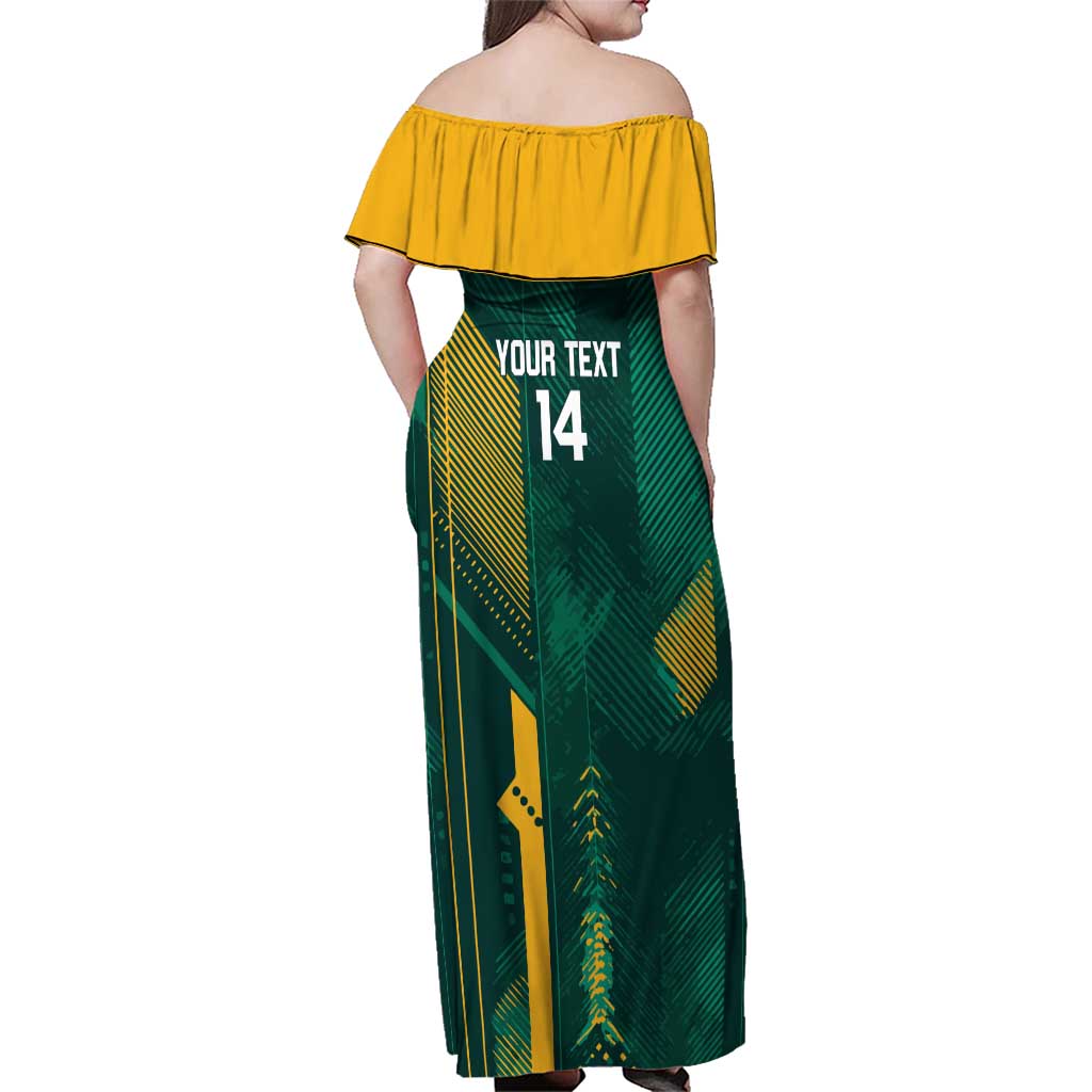 Australia Socceroos 2026 Custom Family Matching Off Shoulder Maxi Dress and Hawaiian Shirt Go Aussie Kangaroo National Color