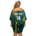 Australia Socceroos 2026 Custom Family Matching Off Shoulder Short Dress and Hawaiian Shirt Go Aussie Kangaroo National Color