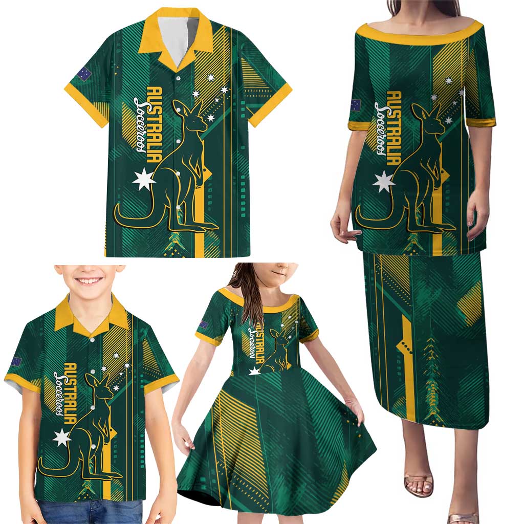 Australia Socceroos 2026 Custom Family Matching Puletasi and Hawaiian Shirt Go Aussie Kangaroo National Color